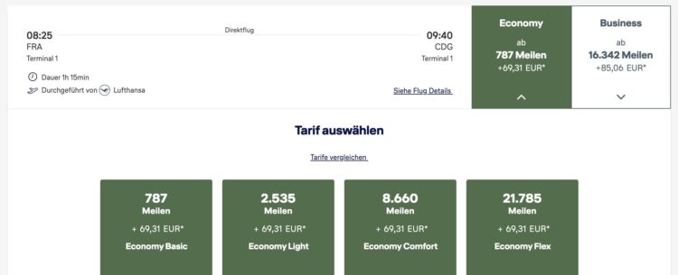 Miles And More Lufthansa Economy Frankfurt Paris Juni 2026