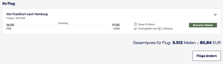 Miles And More Praemienflug Lufthansa Economy Classic Tarif Frankfurt Hamburg Umbuchen