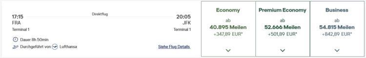 Miles And Praemienflug Lufthansa Business Class Frankfurt New York