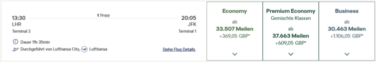 Miles And Praemienflug Lufthansa Business Class London Frankfurt New York