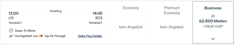 Miles And Praemienflug Tap Air Portugal Business Class Lissabon Boston