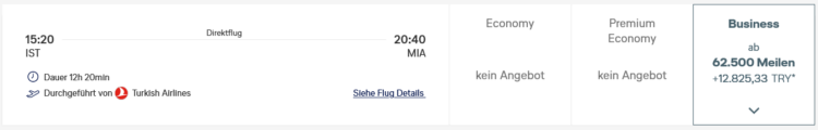 Miles And Praemienflug Turkish Airlines Business Class Istanbul Miami