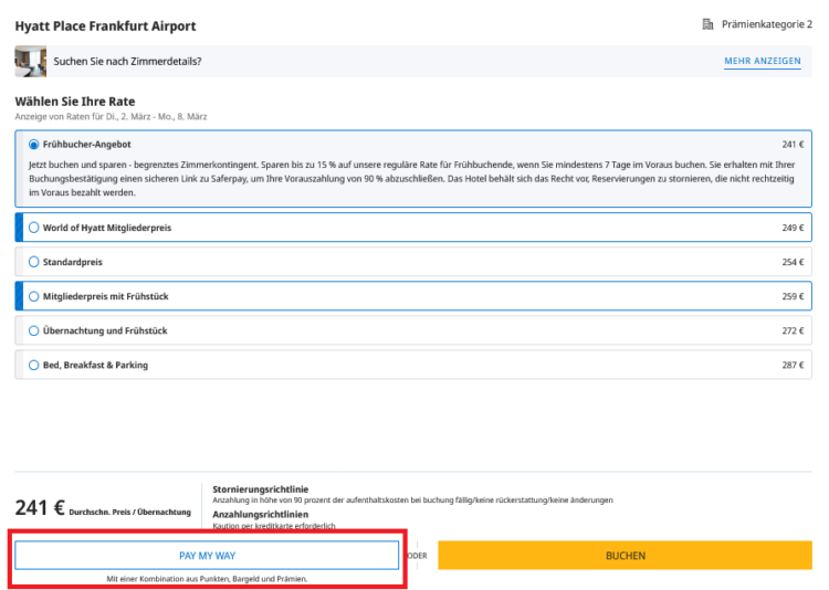 World Of Hyatt Pay My Way Hyatt Place Frankfurt Airport Option