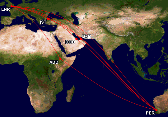 London Transferflughafen Perth Great Circle Mapper Copyright