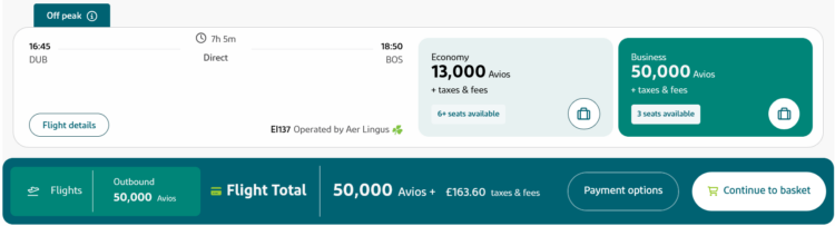 Aerclub Praemienflug Aer Lingus Business Class Dublin Boston