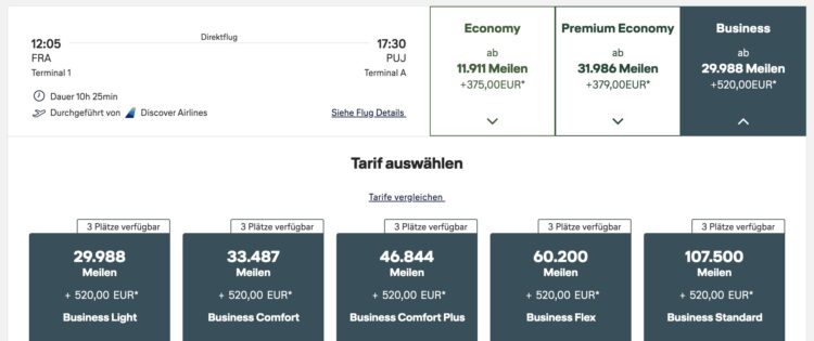 Miles And More Praemienflug Discover Airlines Business Class Frankfurt Punta Cana