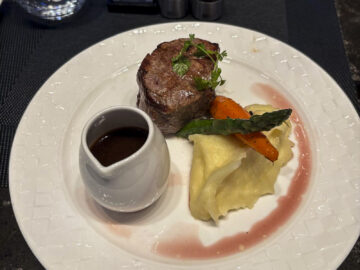 Qatar Airways Doha Al Mourjan Business Lounge The Garden Steak