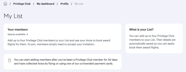 Qatar Airways Privilege Club My List