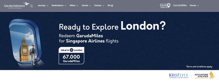 Garudamiles Singapore Airlines Partnerschaft Meilen Einloesen