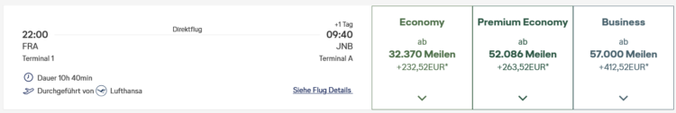 Miles And More Praemienflug Lufthansa Frankfurt Johannesburg 1
