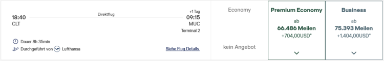 Miles And More Praemienflug Lufthansa Premium Economy Class Charlotte Muenchen Teuer