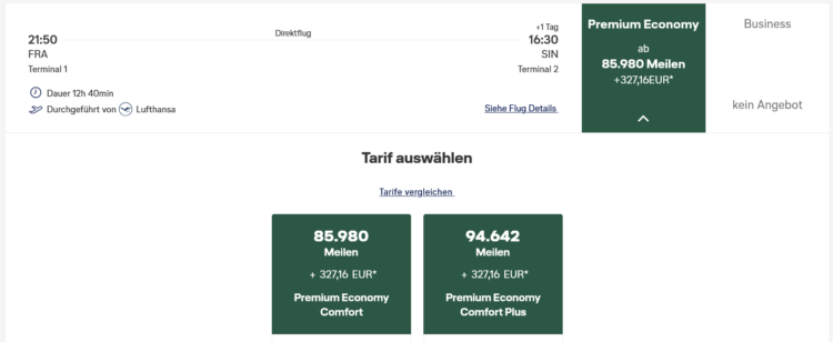 Miles And More Praemienflug Premium Economy Class Frankfurt Singapur