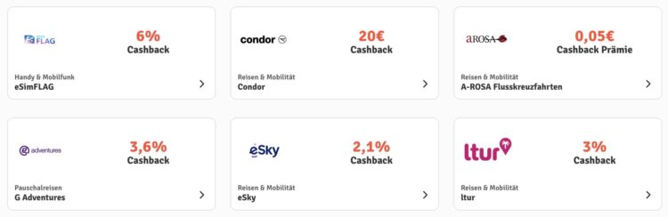 Mycashbacks.com Cashback Partner Reisen