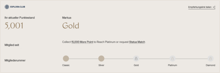 Explora Club Gold Status