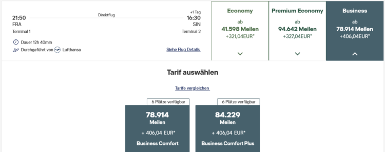 Miles And More Praemienflug Lufthansa Business Class Frankfurt Singapur