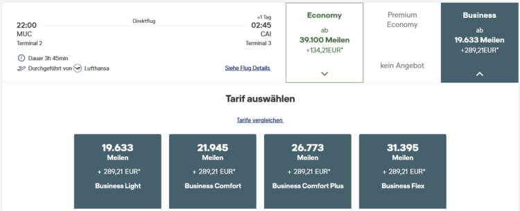 Miles And More Praemienflug Lufthansa Business Class Muenchen Kairo