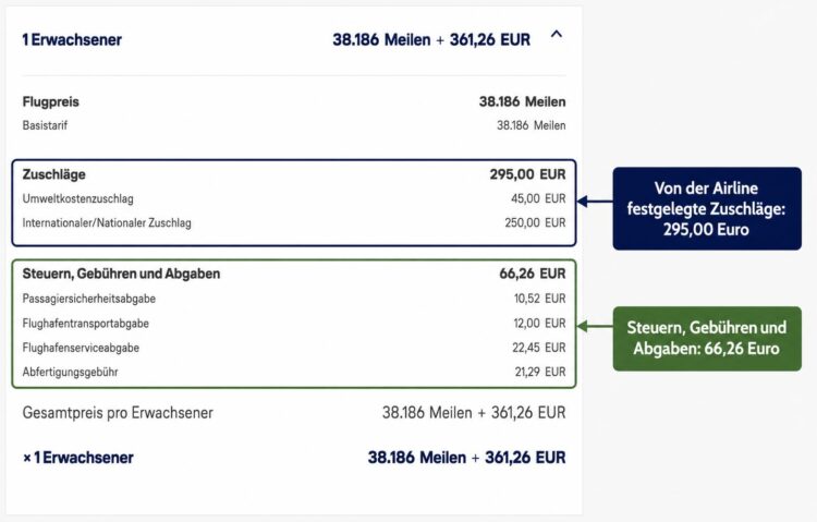 Miles And More Praemienflug Steuern Treibstoffzuschlag Aufschluesselung