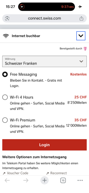 Swiss Business Class Airbus A350 Wifi4