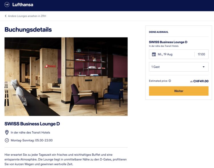 Swiss Lounge Pass Zuerich Business Lounge D Buchung