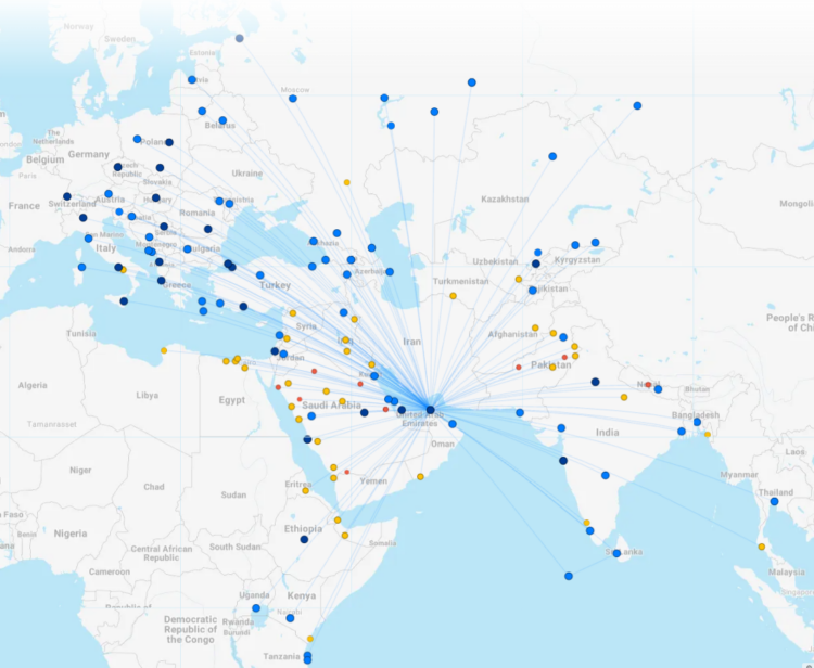 flydubai Streckennetz FlightConnections September 2026