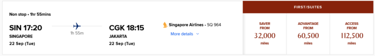 Krisflyer Praemienflug Singapore Airlines First Class Singapur Jakarta