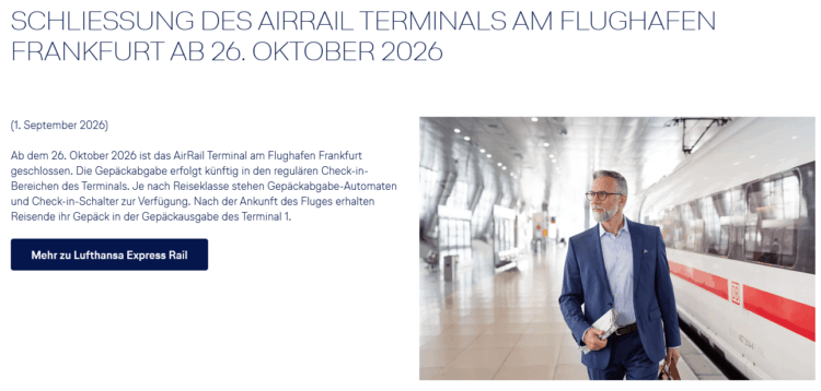 Lufthansa AiRail Terminal Frankfurt Schließung
