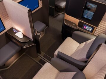 British Airways Airbus A380 Neue Kabine First Class Mittelreihe Copyright