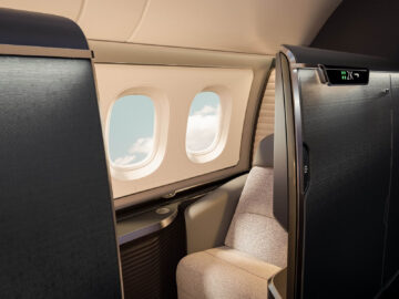 British Airways Airbus A380 Neue Kabine First Class Sitz Tuer Copyright
