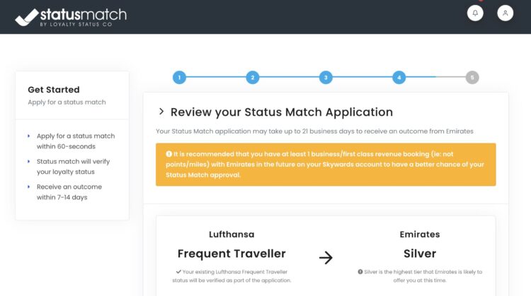 Emirates Skywards Status Match Silver Frequent Traveller