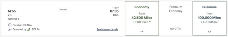 Miles And More Praemienflug Eva Air Wien Bangkok
