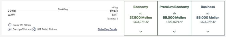 Miles And More Praemienflug Lot Warschau Tokio