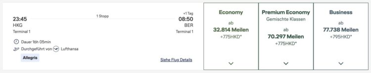 Miles And More Praemienflug Lufthansa Hongkong Berlin