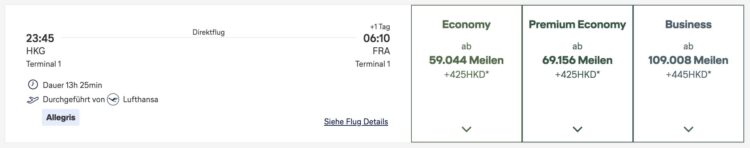 Miles And More Praemienflug Lufthansa Hongkong Frankfurt