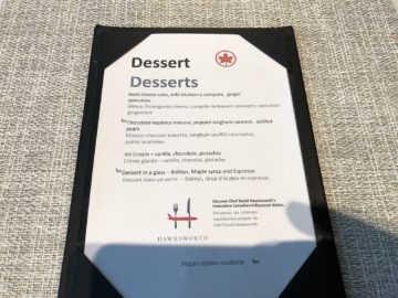 air canada signature suite toronto dessert