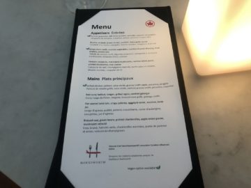air canada signature suite toronto menue essen