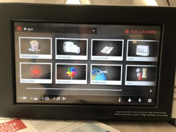 air canada business class boeing 787 9 entertainment menue