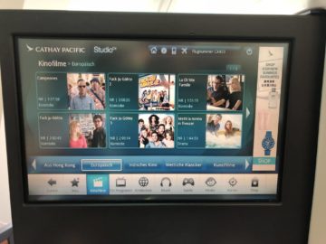 cathay pacific business class a330 auswahl filme
