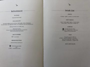 cathay pacific business class a350 1000 drink list