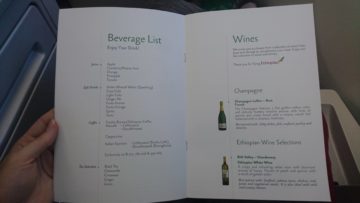 ethiopian airlines business class boeing 787 8 speisekarte getraenke weine