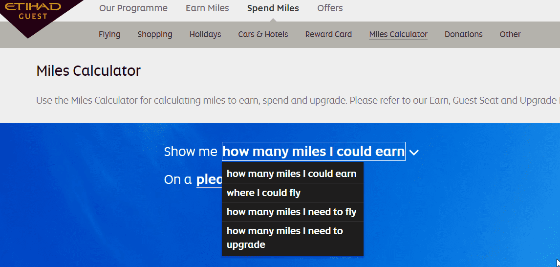 etihad guest mileage calculator