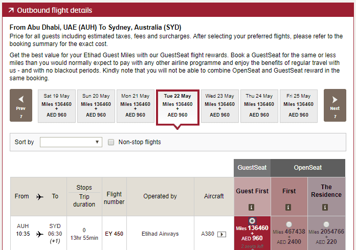 etihad guest praemienflug sydney abudhabi