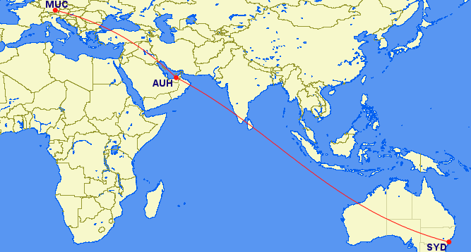 gcmap muenchen abudhabi sydney
