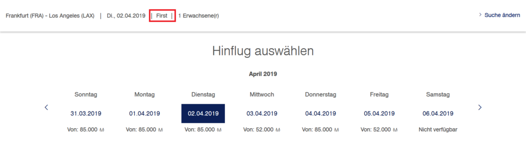Bug in der Miles & More Suche