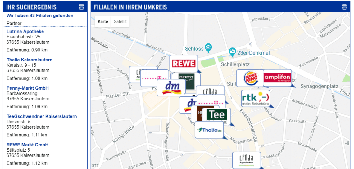 Suchergebnis des Payback Filialfinder Partner im Umkreis