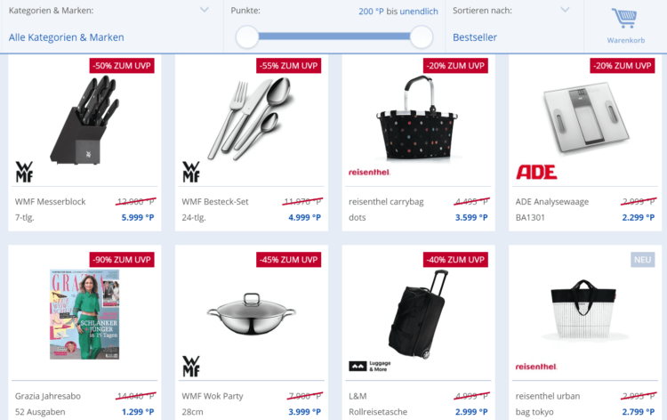 Payback Praemienshop Bestseller 2018