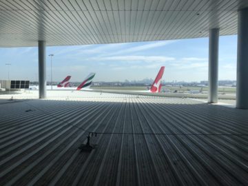 qantas international business lounge sydney blick dach