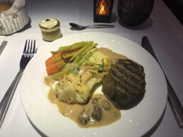 qatar airways business class a380 beef steak